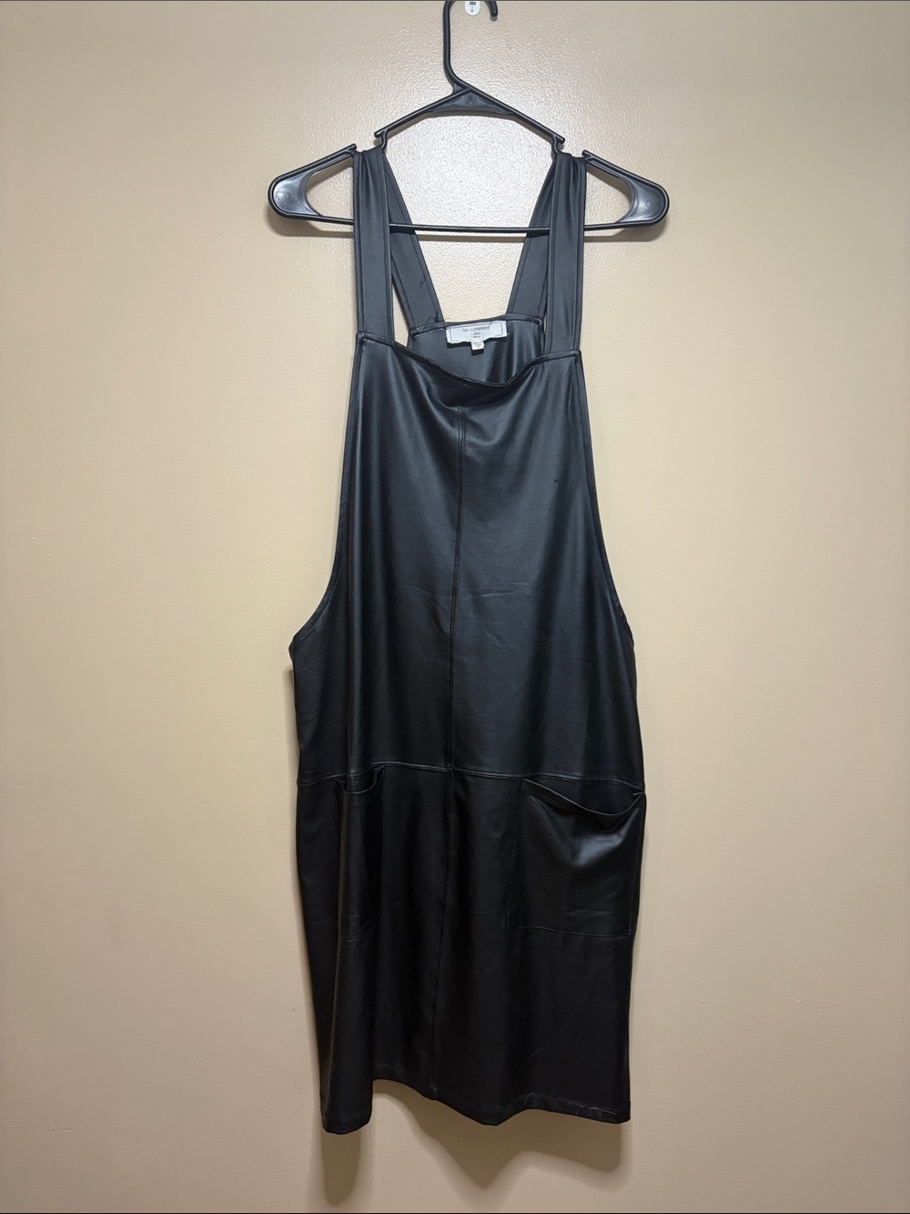 Black Faux-Leather Pinafore Dress